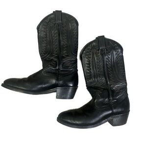 TufGum Sole Men's Black Leather Pull‎ On Western Work Boots- Size 9